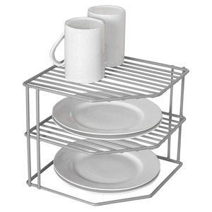 Smart Design 3-Tier Kitchen Corner Shelf Rack - Steel Metal Wire - Rust Resistan